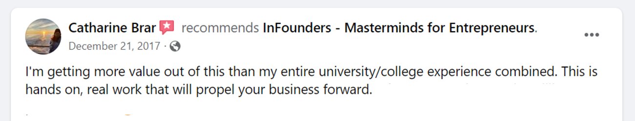 Catharine Brar recommends InFounders on Facebook
