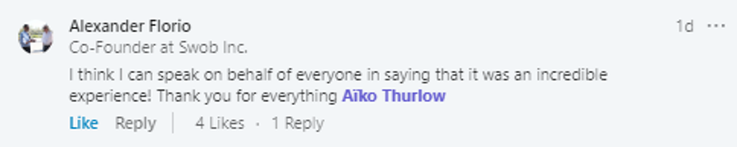 LinkedIn comment from Alexander Florio