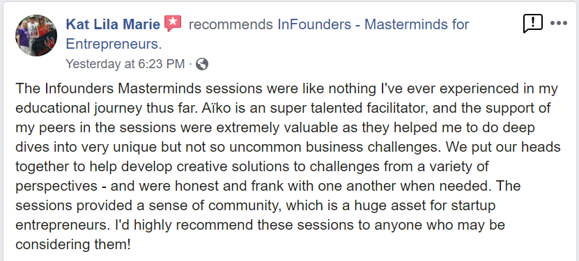 Kat Lila Marie recommends InFounders on Facebook
